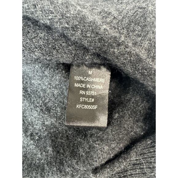 Lusso Cashmere Sweater Womens Medium Gray Pullover Turtleneck Rib Cut Out Twist - Picture 6 of 9